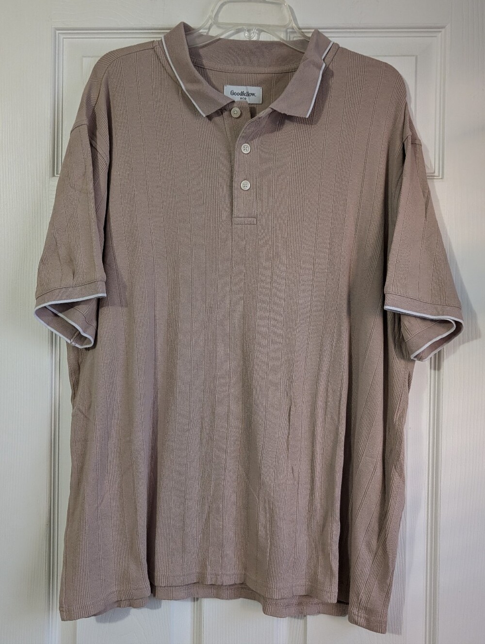 Goodfellow & Co Men’s Polo Shirt - Taupe with White Trim Size XL